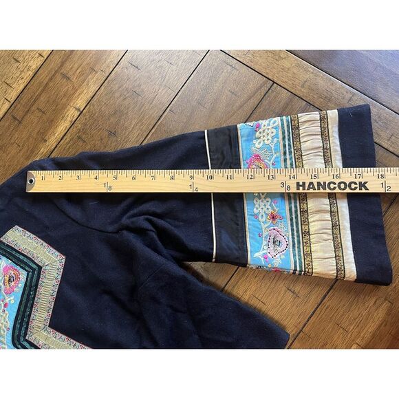 Top Shop Cropped Jacket Embroidered Navy‎ Blue size 12 - Picture 7 of 10